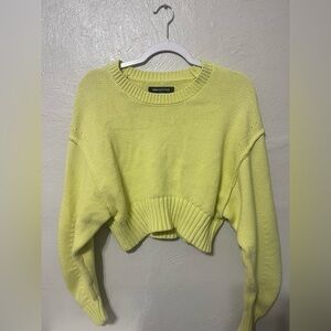 Urban Outfitters Yellow Crew Neck Sweater Chunky Knit Cropped